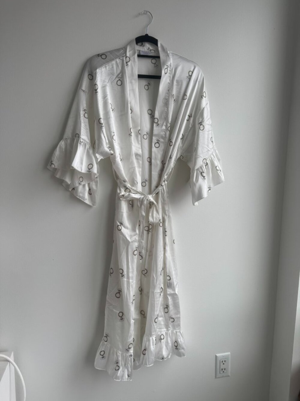 Bella Sleep & Spa Long Ruffled Satin Robe - Picture 2 of 6